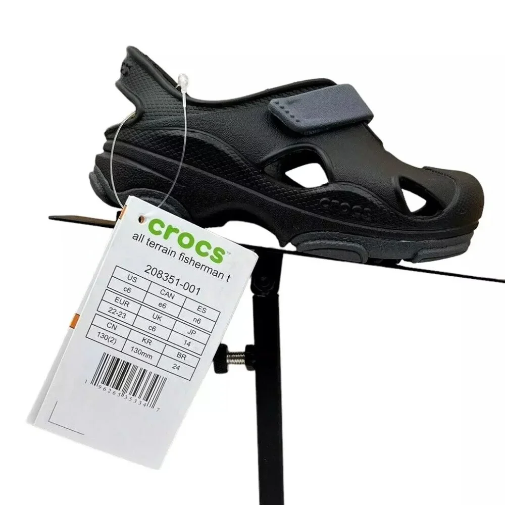 Crocs Baby/Toddler‎ Boys Fisherman Sandals Size 6 Black Closed Toe Slip-on